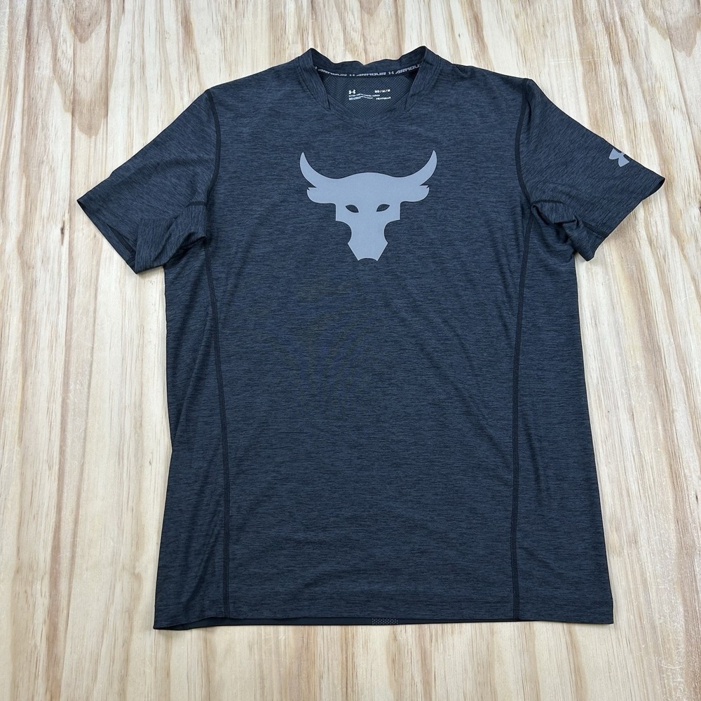 Under Armour Project Rock Men's Medium Gray Fitted HeatGear T-Shirt No Bull